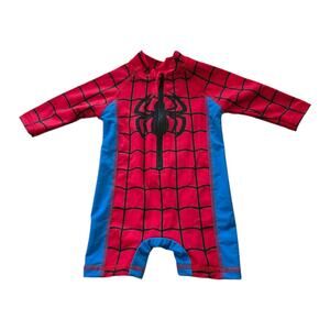 Spider-Man Rash Guard SZ 3-6M Bathing Suit Marvel Avengers Baby Zip Up One Piece